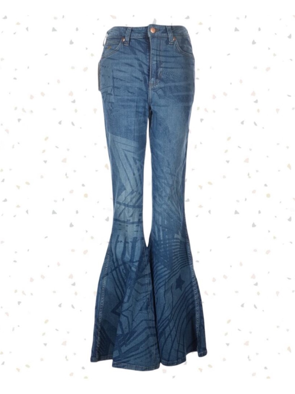 Wrangler x Lainey Wilson Blue Star Jeans Bell Bottom Flare TALL Size 28 x 34 NEW